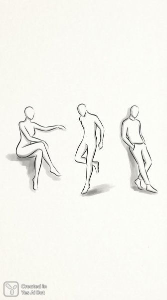 Скетчи фигур: минимализм и динамика в серых тонах. Генерация из нейронной сети Nano Banana