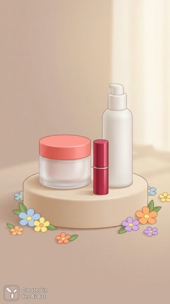Косметика в минималистичном стиле: нежность и цвет. Картинка из нейронной сети Нано Банана