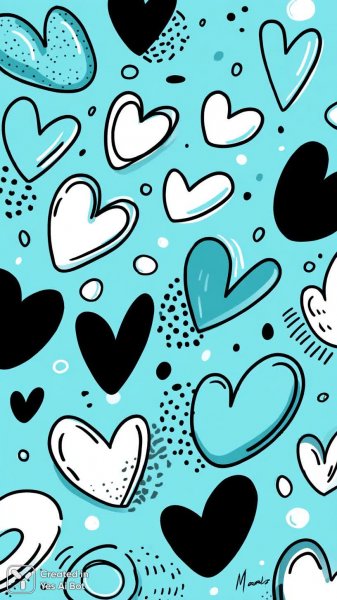 Яркий абстрактный фон с сердцами и геометрией в стиле поп-арт. Генерация из нейронной сети Миджорни