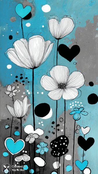 Яркий фон с цветами и сердцами в стиле минимализм. Нейронная сеть Midjourney