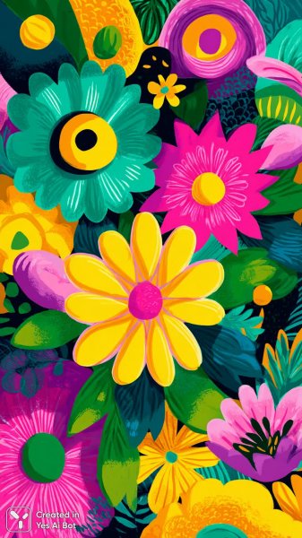 Веселая геометрия: яркий мир игривых цветов и смелых линий. Генерация из нейронной сети Миджорни