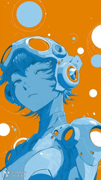Аниме девушка и космос: футуристический портрет в ярких тонах. Картинка из нейронной сети Миджорни