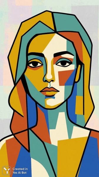 Кубизм и женский портрет: яркие геометрические формы и минимализм. Изображение из нейросети Nano-Banana