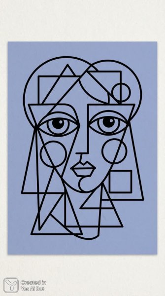 Яркий кубизм: лицо девочки в геометрических формах и пастельных тонах для раскрашивания. Генерация из нейронной сети Нано Банана