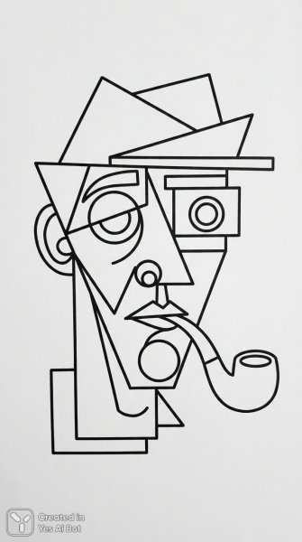 Геометрический портрет мужчины в стиле кубизма для раскрашивания. Изображение из нейросети NanoBanana