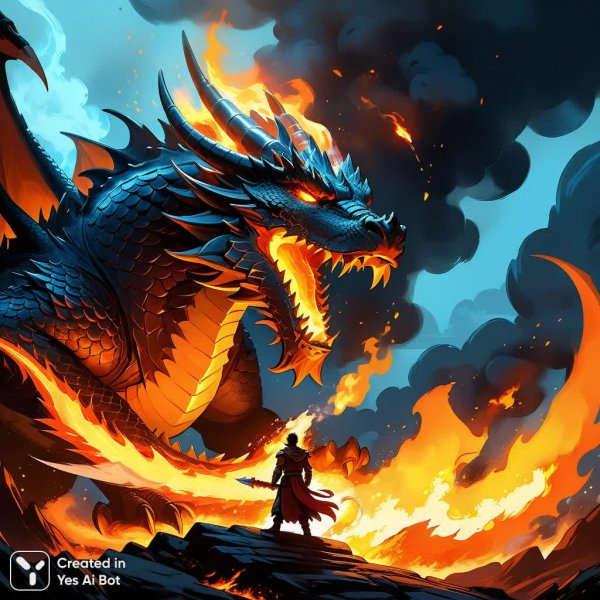 Драконье дыхание: мольба о спасении в огне и пламени. Нейронная сеть Stable Diffusion