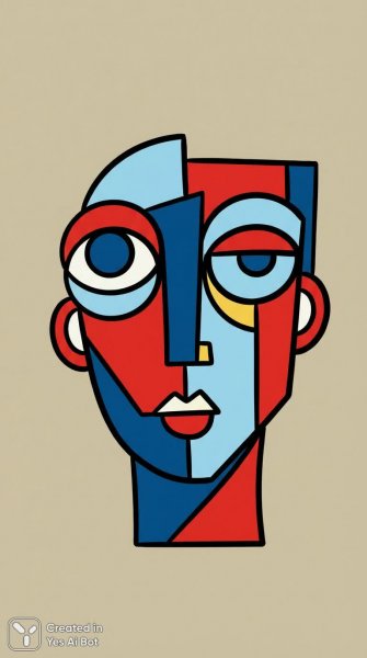 Геометрическое лицо: яркие цвета и минимализм. Генерация из нейронной сети NanoBanana