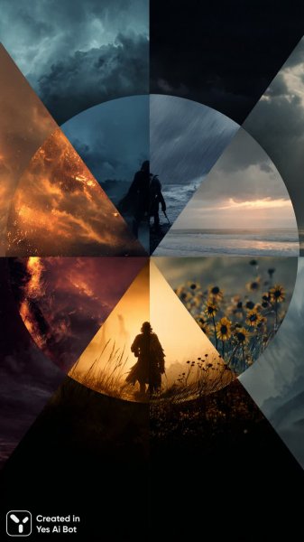 Эмоциональный архетип: кинематографический круг с четырьмя секторами. Изображение из нейросети Midjourney