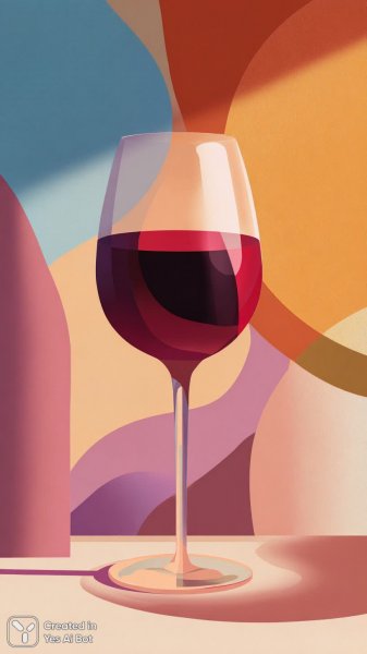 Красное вино в минималистичном стиле: яркая векторная иллюстрация для дизайна. Изображение из нейросети Миджорни