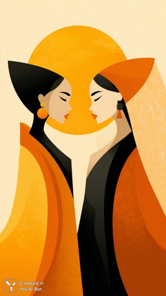 Женщины в традиционных головных уборах: современная векторная иллюстрация. Нейросеть Midjourney