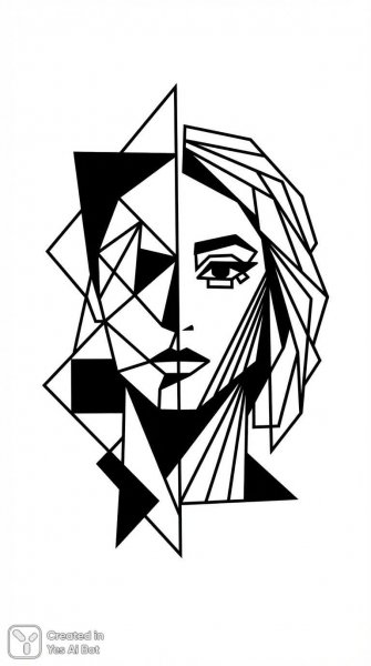 Кубизм и женский образ: черно-белая элегантность. Изображение из нейронной сети NanoBanana