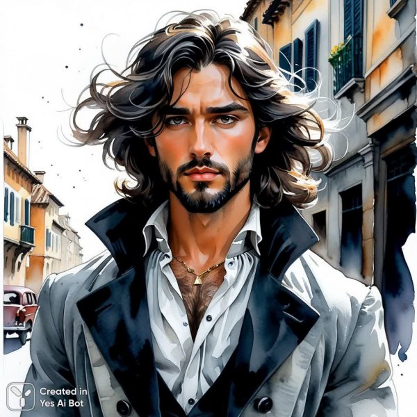 Мужчина в вихре времени: акварель и акрил в стиле барокко. Генерация из нейронной сети Stable Diffusion