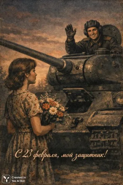 Трогательное признание в день защитника Отечества. Изображение из нейронной сети Sora images Ai