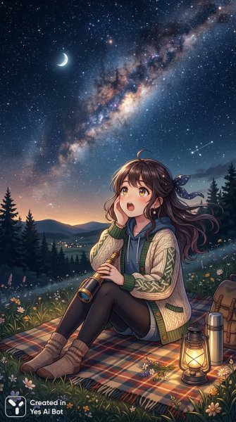 Ночное небо и волшебные мечты: взгляд в звездную даль. Изображение из нейронной сети Nano Banana