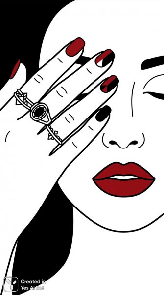 Элегантность в деталях: минималистичный векторный портрет с акцентом на руки и губы. Нейросеть Nano-Banana