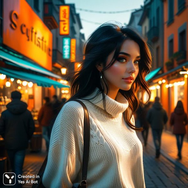 Утренняя прогулка в мегаполисе будущего: весеннее настроение и кофе. Нейронная сеть Stable Diffusion