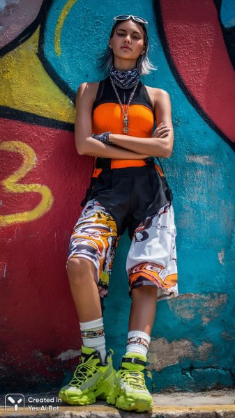 Яркий городской стиль: смелый образ и уверенность в деталях. Изображение из нейросети Midjourney