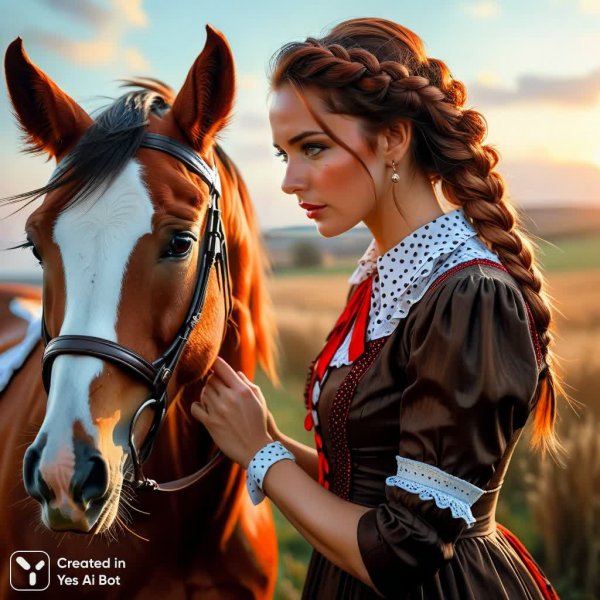 Женщина и конь: акварельный этюд в стиле Михаила Гармаша. Картинка из нейронной сети Stable Diffusion