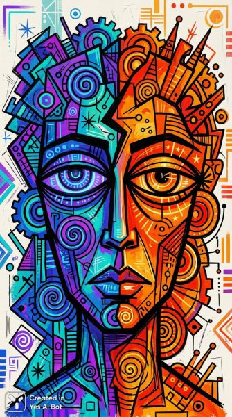 Кубистический портрет: игра цвета и геометрии в стиле Пикассо. Картинка из нейросети Nano-Banana