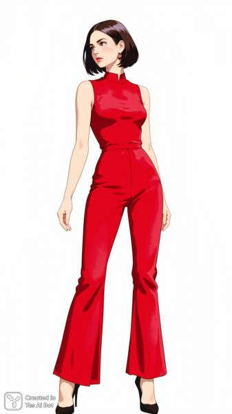 Элегантность в красном: стильный образ современной женщины. Генерация из нейронной сети Flux 1