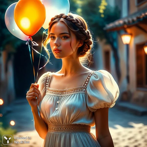 Яркая тиара и воздушный шар: неожиданный сюрприз в акварельной живописи. Нейросеть Stable Diffusion