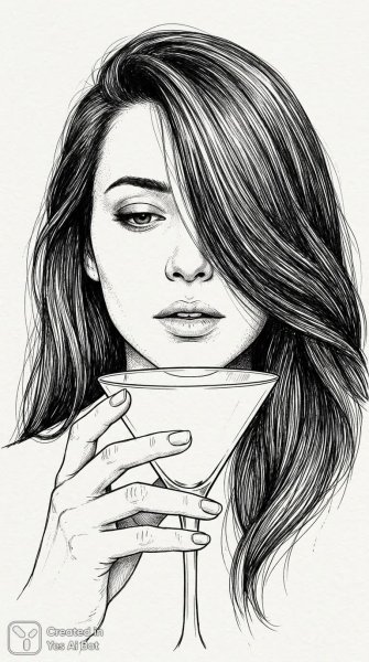 Загадочный портрет: длинные волосы и взгляд полный удивления. Картинка из нейросети Нано Банана