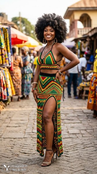 Яркий африканский образ: стиль и красота в этническом кроше. Генерация из нейросети NanoBanana
