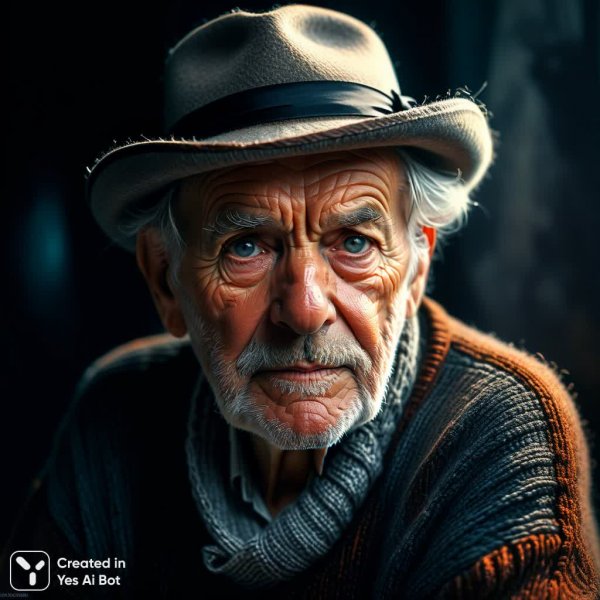 Мудрый старик в шерстяном пальто: фотореалистичная черно-белая зарисовка в стиле нуар. Картинка из нейросети Stable Diffusion