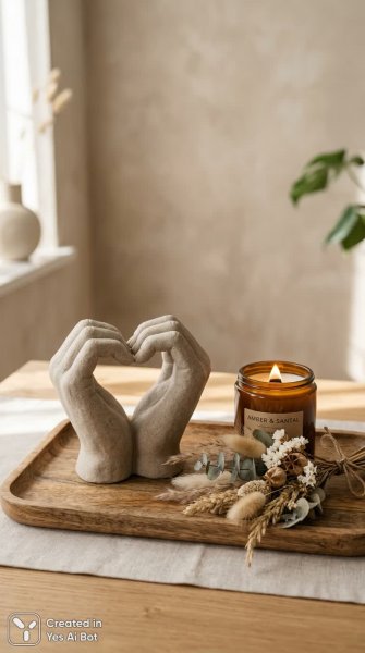 Нежные объятия природы и тепла: минимализм в деталях. Изображение из нейронной сети Nano-Banana