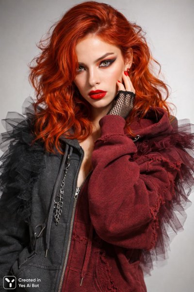 Яркая бунтарка в объятиях текстур: стиль Y2K и дерзкий гламур. Изображение из нейронной сети Sora Images