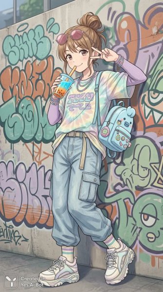 Y2K стиль: яркий лук и творческий вайб двухтысячных. Изображение из нейросети Nano-Banana