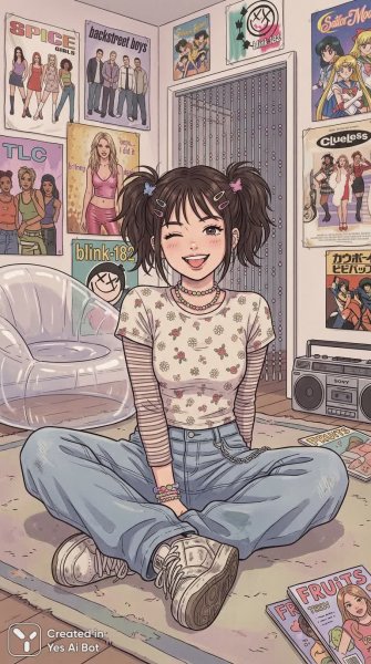 Ода винтажному стилю: цветы, скейтборды и сияние эпохи Y2K. Нейронная сеть Nano Banana