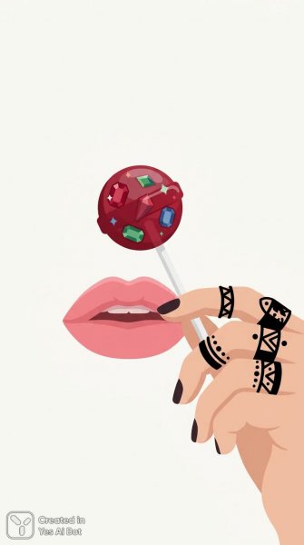 Минимализм и нежность: розовая вуаль на губах и кольца в стиле модерн. Генерация из нейросети Nano-Banana