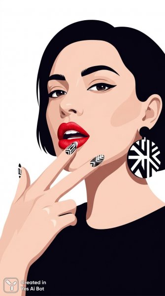 Элегантный портрет: акцент на деталях маникюра и чувственных губах. Нейросеть NanoBanana