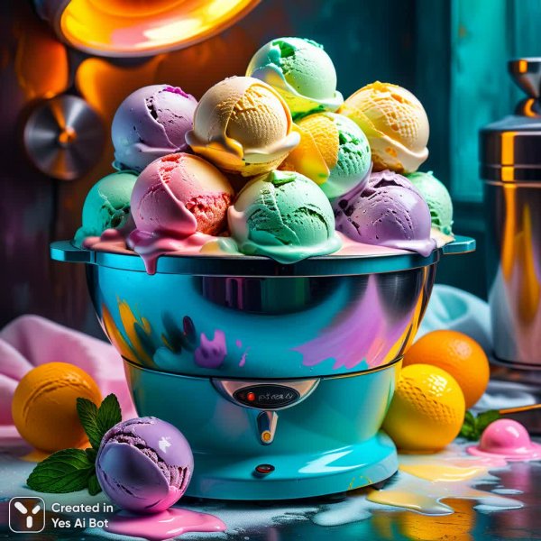 Яркие краски лета и нежность молочного мороженого. Картинка из нейронной сети Stable Diffusion