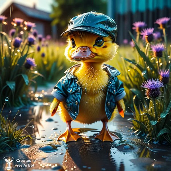 Забавный утенок в сапожках: сюрреалистичный летний этюд. Нейросеть Stable Diffusion