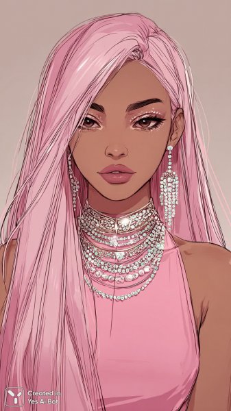 Роскошный образ с розовыми акцентами и жемчужным сиянием. Изображение из нейросети Миджорни