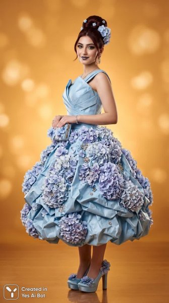 Волшебный образ: сапфировое платье и нежные магнолии. Нейронная сеть Nano-Banana