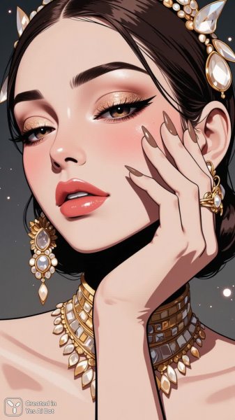 Блеск и шик: женский образ в роскошной обстановке. Картинка из нейронной сети Flux Ai