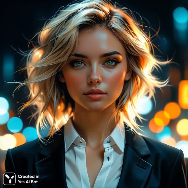 Привлекательный взгляд: монохромный портрет уверенной женщины в деловом стиле. Генерация из нейронной сети Stable Diffusion