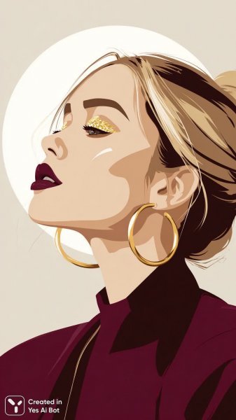 Блондинка в золотом блеске и элегантной позе. Нейросеть Midjourney