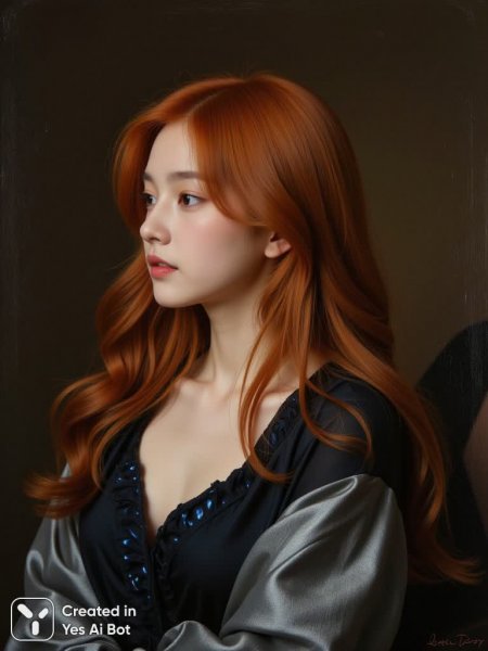Портрет юной красавицы в стиле прерафаэлитов: тихая красота и раздумья. Генерация из нейронной сети Flux.1