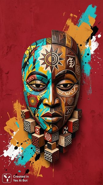 Африканский портрет: игра света, этники и геометрии в современном стиле. Изображение из нейросети Нано Банана