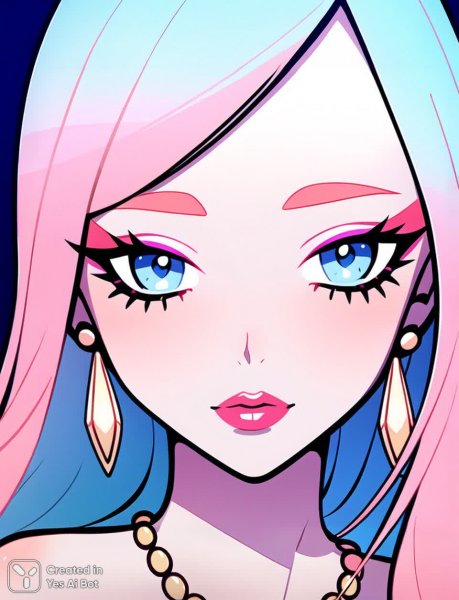 Яркий образ: коралловые губы и синий взгляд в стиле гламура. Изображение из нейросети Stable Diffusion