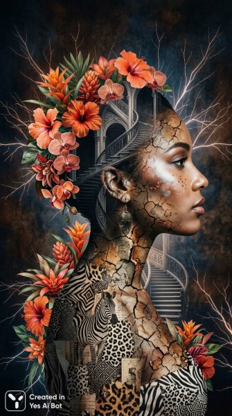 Хрупкость и стойкость: сюрреалистичная ода женской красоте и силе духа в двойной экспозиции. Картинка из нейронной сети Nano-Banana
