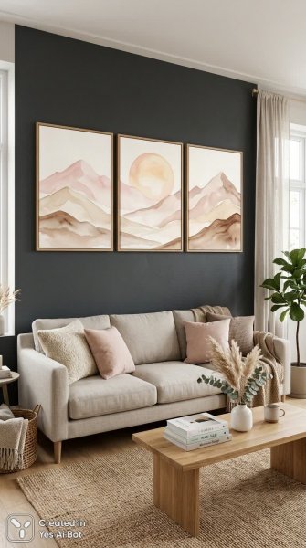 Спокойный скандинавский интерьер: умиротворение в пастельных тонах и природных мотивах. Изображение из нейронной сети Nano Banana