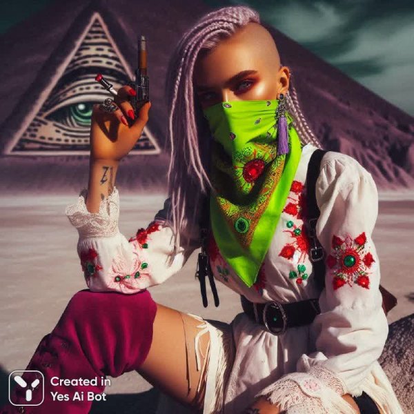 Девушка в пустыне: яркий бунт и загадочный образ на плёнке. Изображение из нейронной сети Dalle