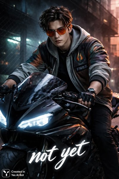 Мотоциклист в неоновом городе: решимость и стиль. Изображение из нейронной сети Sora Images