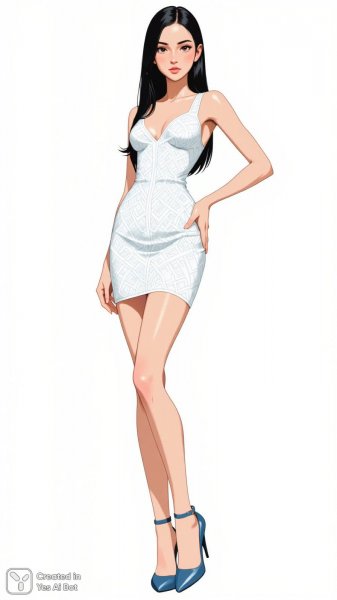 Изысканная элегантность в белом платье и высоких каблуках. Генерация из нейронной сети Flux.1