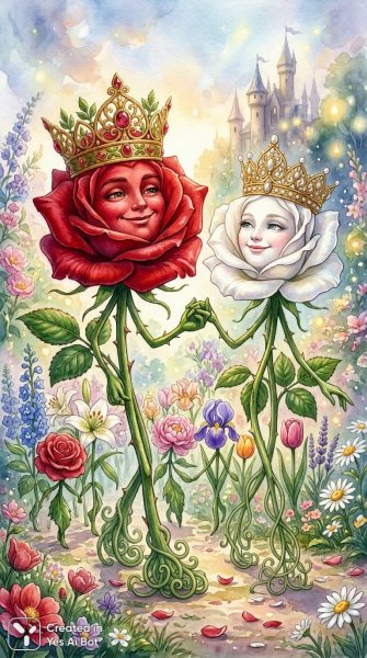 Цветочная аристократия ведет торжественный полонез. Картинка из нейросети Nano-Banana